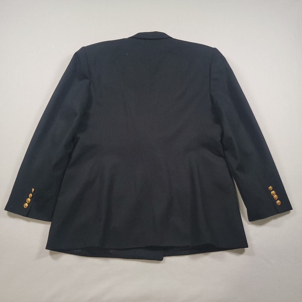 Vintage Lauren Ralph Lauren Black Double Breasted Wool Crest Logo Blazer Size 16 - Picture 15 of 15